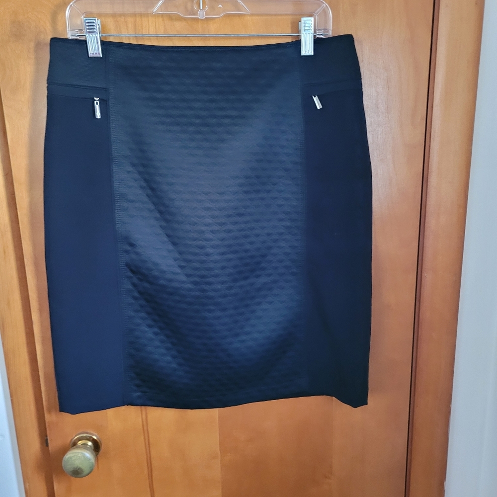 WHBM Black Quilted Pencil Skirt